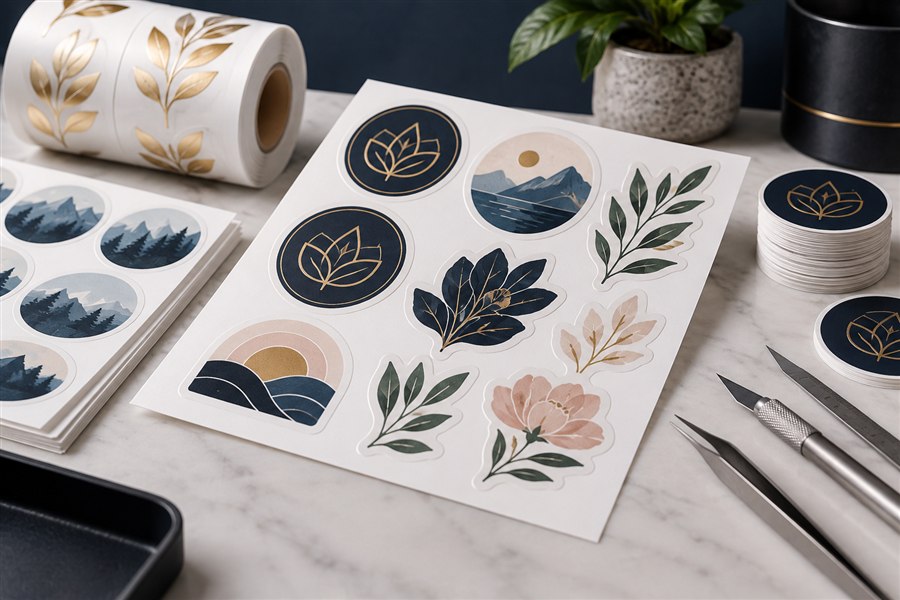 Logos y piezas en papel adhesivo